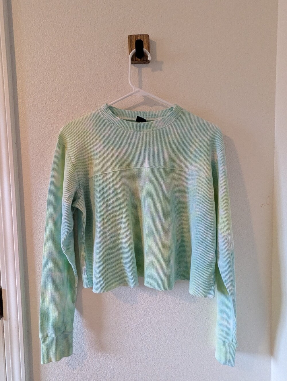 Wild Fable Mint Tie Dye Waffle Knit Cropped Long Sleeve Top XS